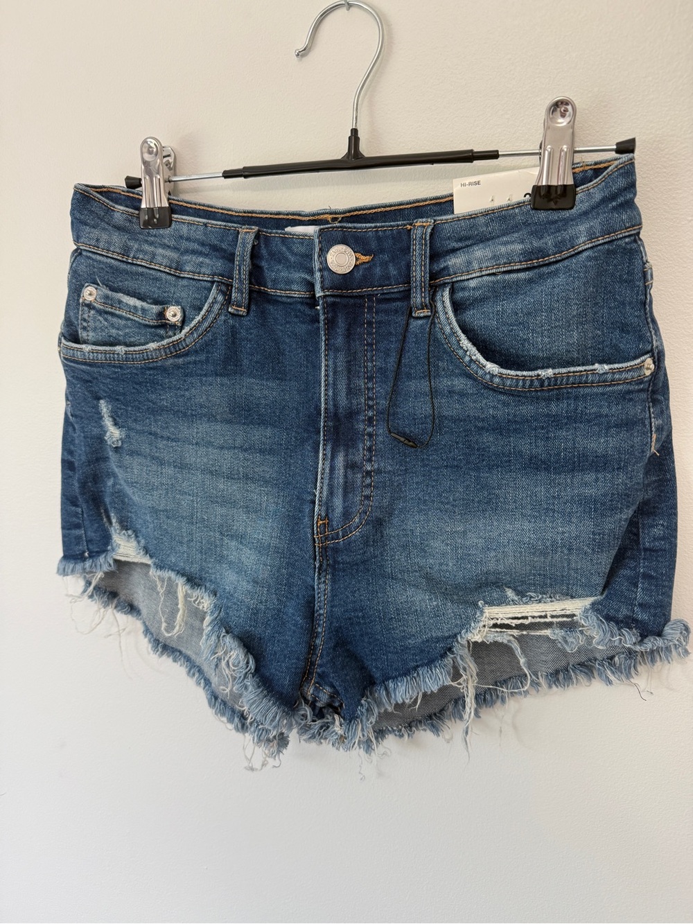 Zara High Waist Distressed Denim Shorts